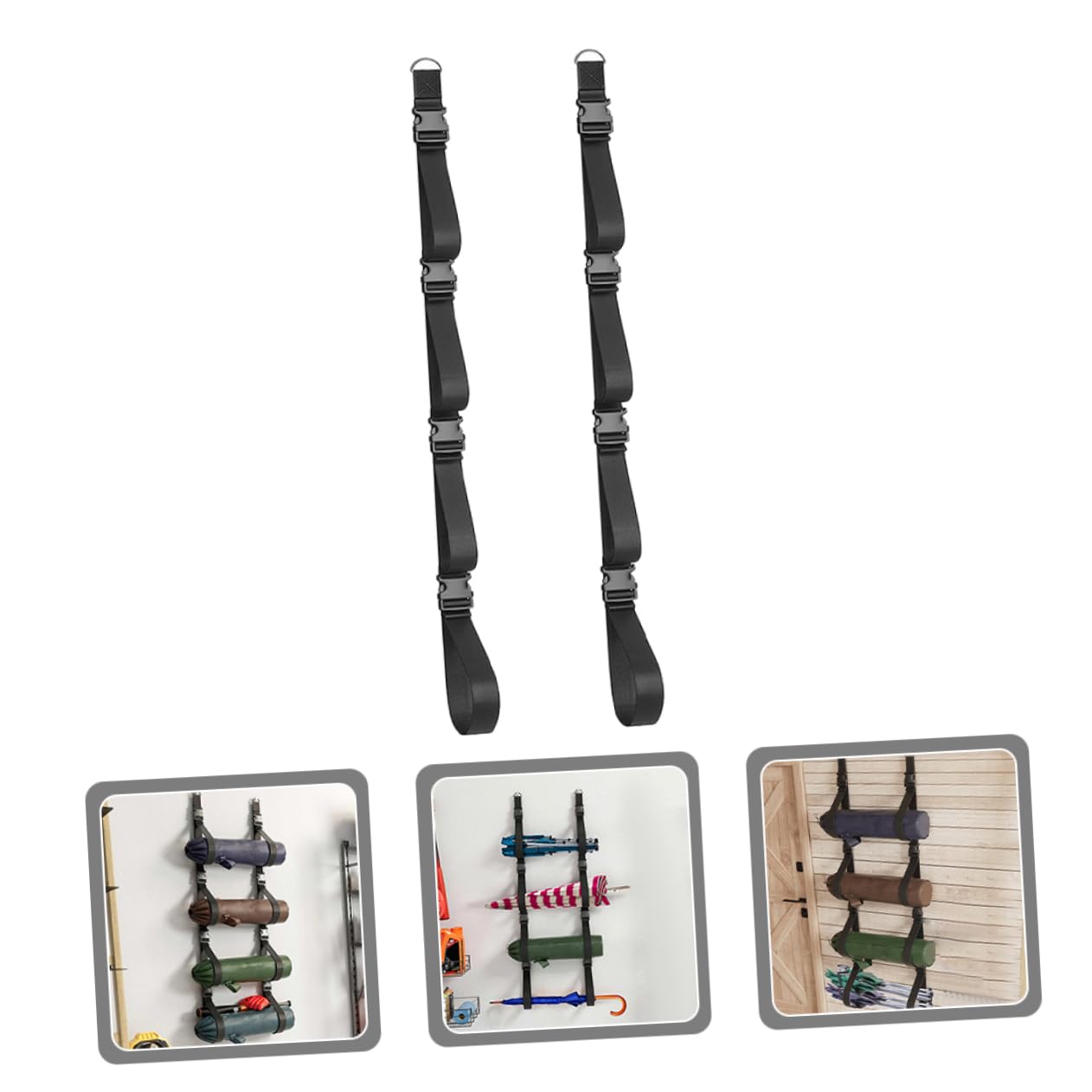 Levemolo 2pcs Wall-Mounted Storage Rack Utility Blaclight Storage Shelves Garage Wall Strap Hanging Storage Straps Wall Storage Strap Garage Storage Rack Polyester Black