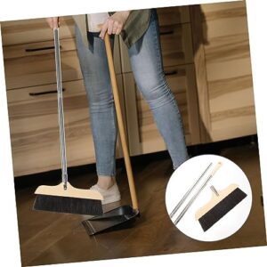 COOLHIYA Floor Wiper Sweeping Brush Hair Cleaning Broom Home Cleaning Broom Long Handle Umbrella Straws Heavy Duty Broom Floor Cleaning Broom Household Supplies Dust Broom Solid Wood Handle