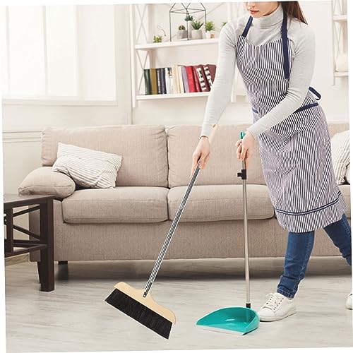 COOLHIYA Floor Wiper Sweeping Brush Hair Cleaning Broom Home Cleaning Broom Long Handle Umbrella Straws Heavy Duty Broom Floor Cleaning Broom Household Supplies Dust Broom Solid Wood Handle