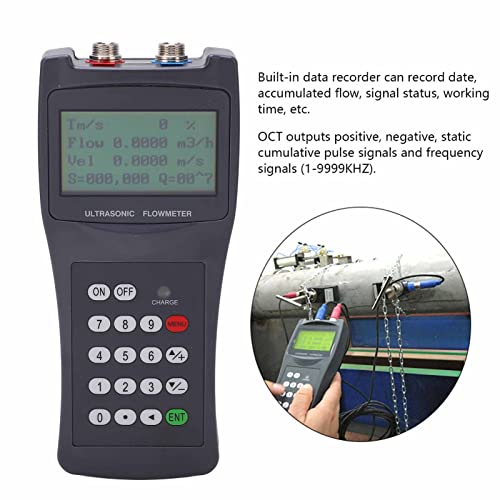 TDS-100H Handheld Digital Ultrasonic Meter Tester Flowmeter, Built in Data Logger, RS-232 Compatible with Fuji, 4×8 Chinese or 4×16 English Display, Sensor Cable Power