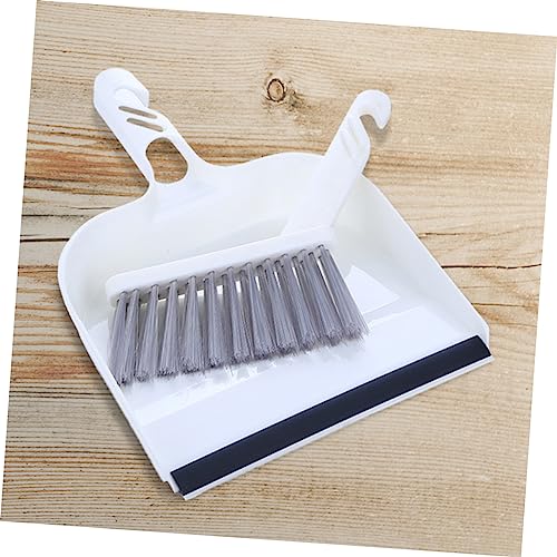 BCOATH 2 Sets Cleaning Brush Tabletop Fireplace Dust Pans with Brush Tiny Brush Dustpan Toy Broom Straw Soft Broom Cleaning Broom Mini Hand Broom Mini Cleaning Dustpan Plastic White