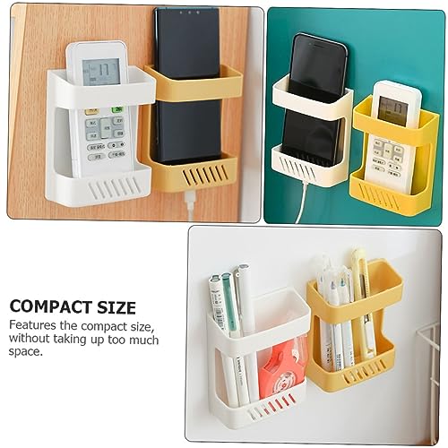 PRETYZOOM 3pcs Tool Holder White Storage Shelves Self Adhesive Remote Control Holders Wall-Mounted Phone Holder Household Wall Storage Rack Household Wall Storage -Mounted Rack Abs