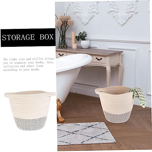 WHAMVOX 1pc Woven Storage Basket Wicker Storage Toy Baskets Woven Baskets Knitting Rope Basket Storage Bins for Toys Rope Storage Baskets Toy Storage Bin Basket White Cotton Rope