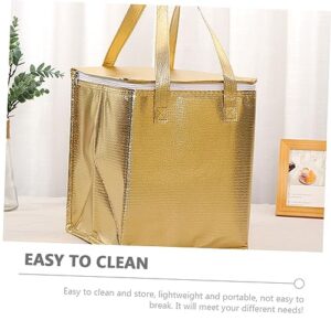 FONDOTIN Large Cooler Bag Insulated Lunch Cooler Bags Insulated Hot Bags Insulated Storage Bag Zipper Food Bag Food Warmer Bag Insulated Reusable Grocery Bags Golden Non-woven Fabric