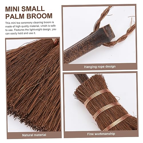 SEWOART 1pc Brown Silk Broom Toy Broom Hamster Mini Broom Household Brooms Mini Tea Cups Natural Palm Broom Home Cleaning Tools Brush Grubber Teapot Cleaning Brush Duster Adorable Broom