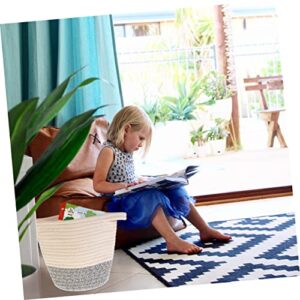 WHAMVOX 1pc Woven Storage Basket Wicker Storage Toy Baskets Woven Baskets Knitting Rope Basket Storage Bins for Toys Rope Storage Baskets Toy Storage Bin Basket White Cotton Rope