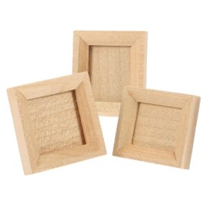 hootnee 3pcs dollhouse photo frame picture frames doll house photo frames diy miniature house kit mini decoration mini photo frame mini house ornament mini picture frame beige wood