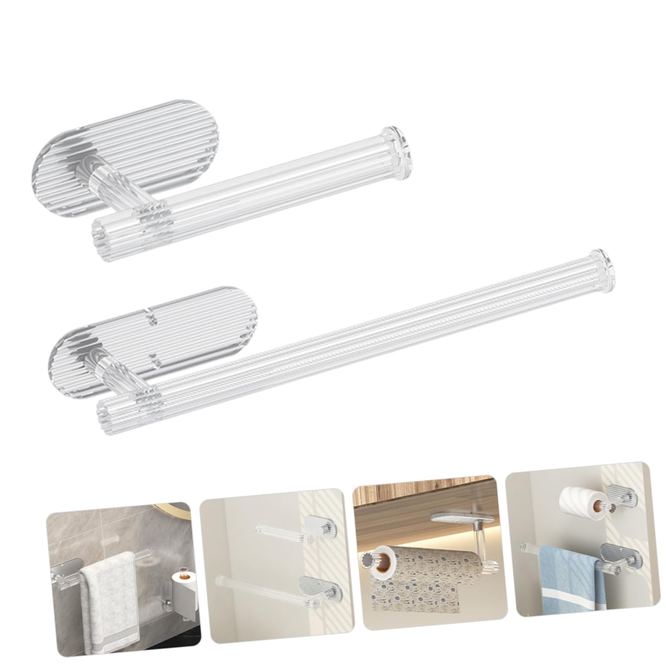 BUGUUYO 2pcs Nail Towel Rack Kitchen Towel Bar Towel Rack for Bathroom Hand Towel Bar Bathroom Towel Holder Bath Towel Hanger Kitchen Hand Towel Holder Towel Ring Acrylic Transparent