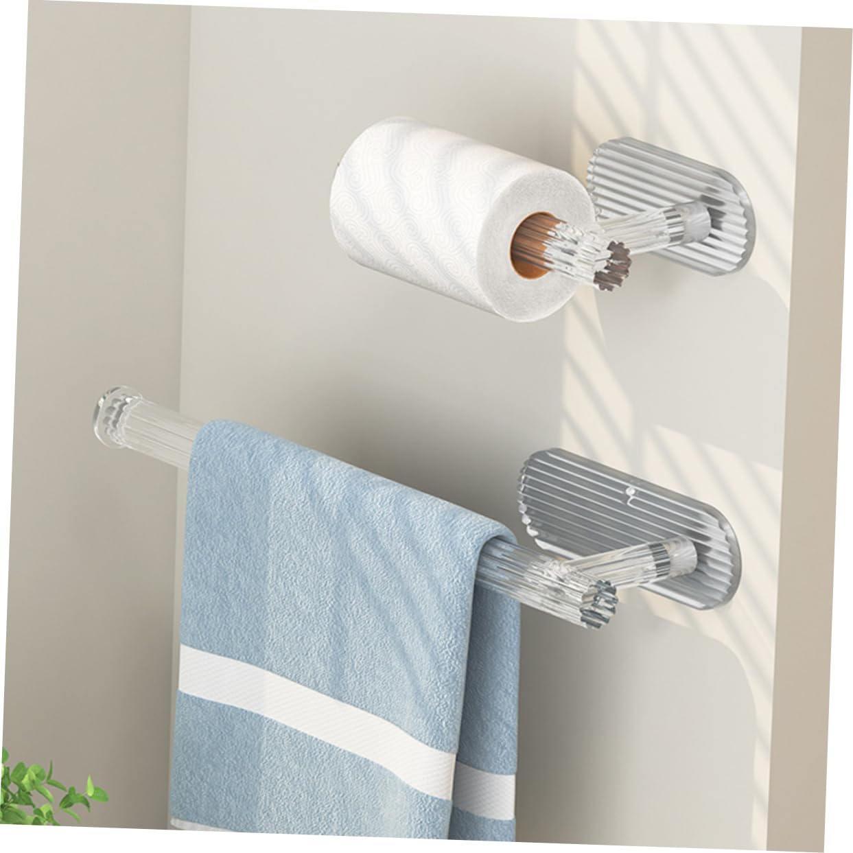 BUGUUYO 2pcs Nail Towel Rack Kitchen Towel Bar Towel Rack for Bathroom Hand Towel Bar Bathroom Towel Holder Bath Towel Hanger Kitchen Hand Towel Holder Towel Ring Acrylic Transparent