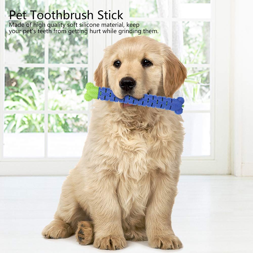 YZSHILIUHUA Silicone Blue Green Pet Molar Tooth Cleaner Brushing Stick, Dog Toothbrush Toy for Effective Dental Care, Soft Silicone Chew Toy for Teeth and Fresh Breath