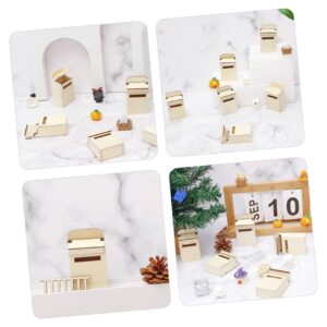 Gogogmee 2pcs Mini House Mailbox Decor Wood Beige Mini Mailbox Decor Tiny Mailbox Decor Mini House Furniture Model