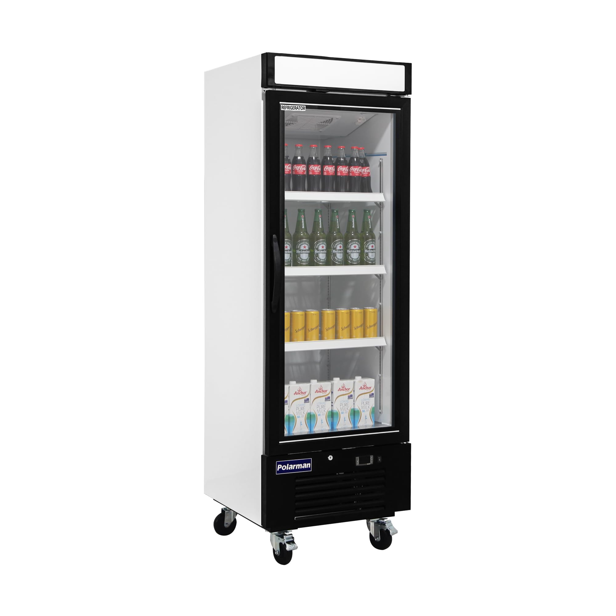 CHUMART 16 Cu. Ft Commercial Refrigerator with Glass Door, 25" Display Refrigerator Single Door Beverage Merchandiser with LED Light, Small Drink fridge for Restaurant, shop