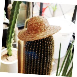 HOOTNEE 8pcs Braided Straw Hat Mini House Adornment Model Doll Top Hat Mini DIY Top Hat Small Hat DIY Prop Mini Hat Small Top Hat Creative Hat Ornament DIY Woven Straw Hat Small Hats Decor