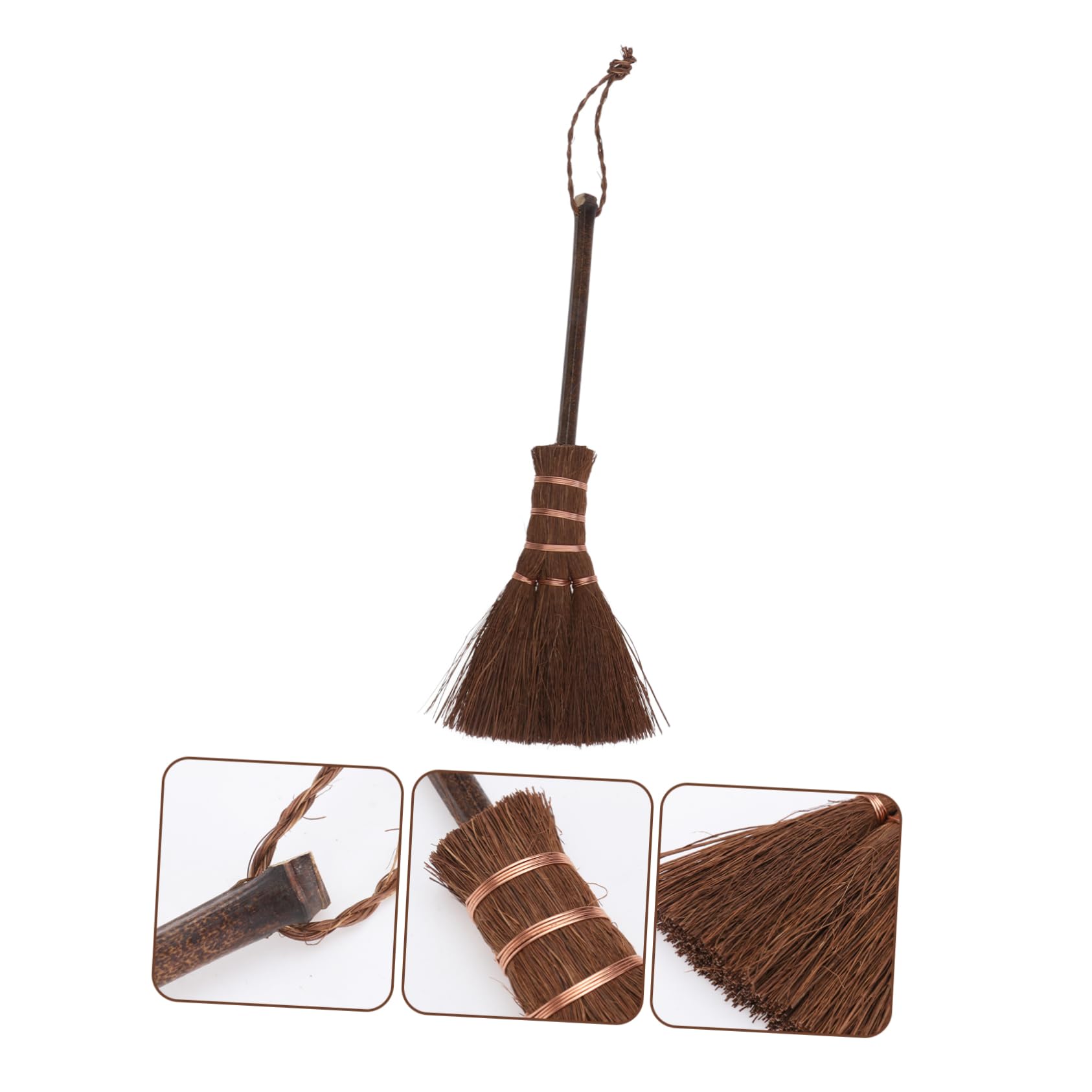 ORFOFE 1pc Brown Silk Broom Mini Brush Fireplace Brush Grubber Desktop Cleaning Tool Household Cleaner Sofa Cleaner Miniture Decoration Adorable Broom Couch Cleaner Duster Palm Broom