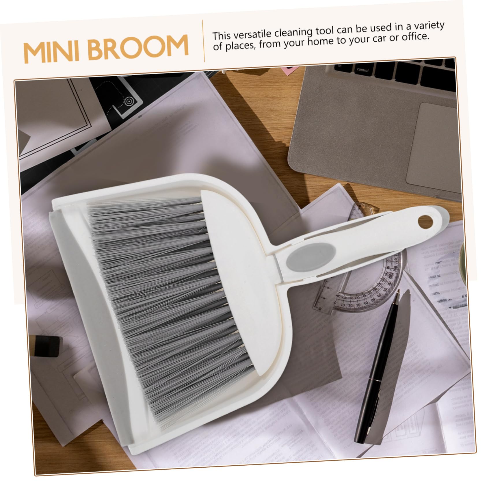 Mikinona 1 Set Mini Broom Dustpan Small Brush and Dustpan Desk Waste Broom Car Detailing Brush Small Broom Brush Car Vent Cleaner Car Interior Cleaning Brush Car Gaps Brush Car Broom Pp