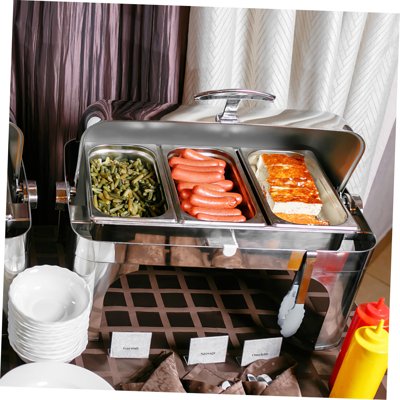 Anneome Stainless Steel Lunch Box Hotel Pans 1/3 Pan Perforated Pan Perforated Hotel Pan Full Size Steam Table Pans Flanera Steamer Tray Steam Table Tray Steamer Pan Silver