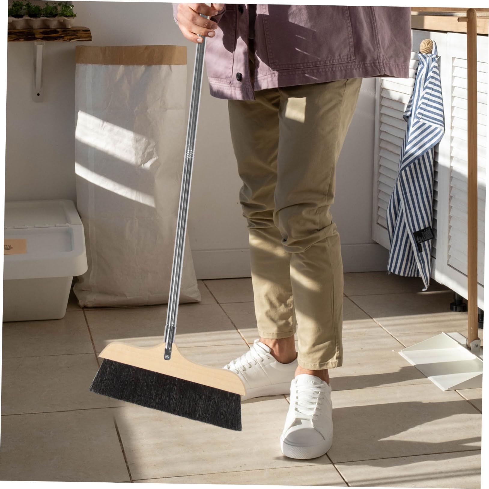 SOESFOUFU Long Handle Broom Housekeeping Broom Push Broom Brush Heavy Duty Broom Floor Sweeper Office Garbage Cleaner Garbage Sweeping Tool Home Broom Sweep Floor Brush Brooms Horsetail Hair