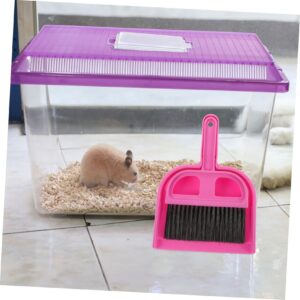 BUTIFULSIC 1 Set Pet Cleaning Tool Ferret Compact Dust Guinea Pig Stuff Block Brooms Broom Handle Squeegee Broom Bunny Cage Liner Hamster Toys Table Whisk Broom Duster Push Broom Rosy Plastic