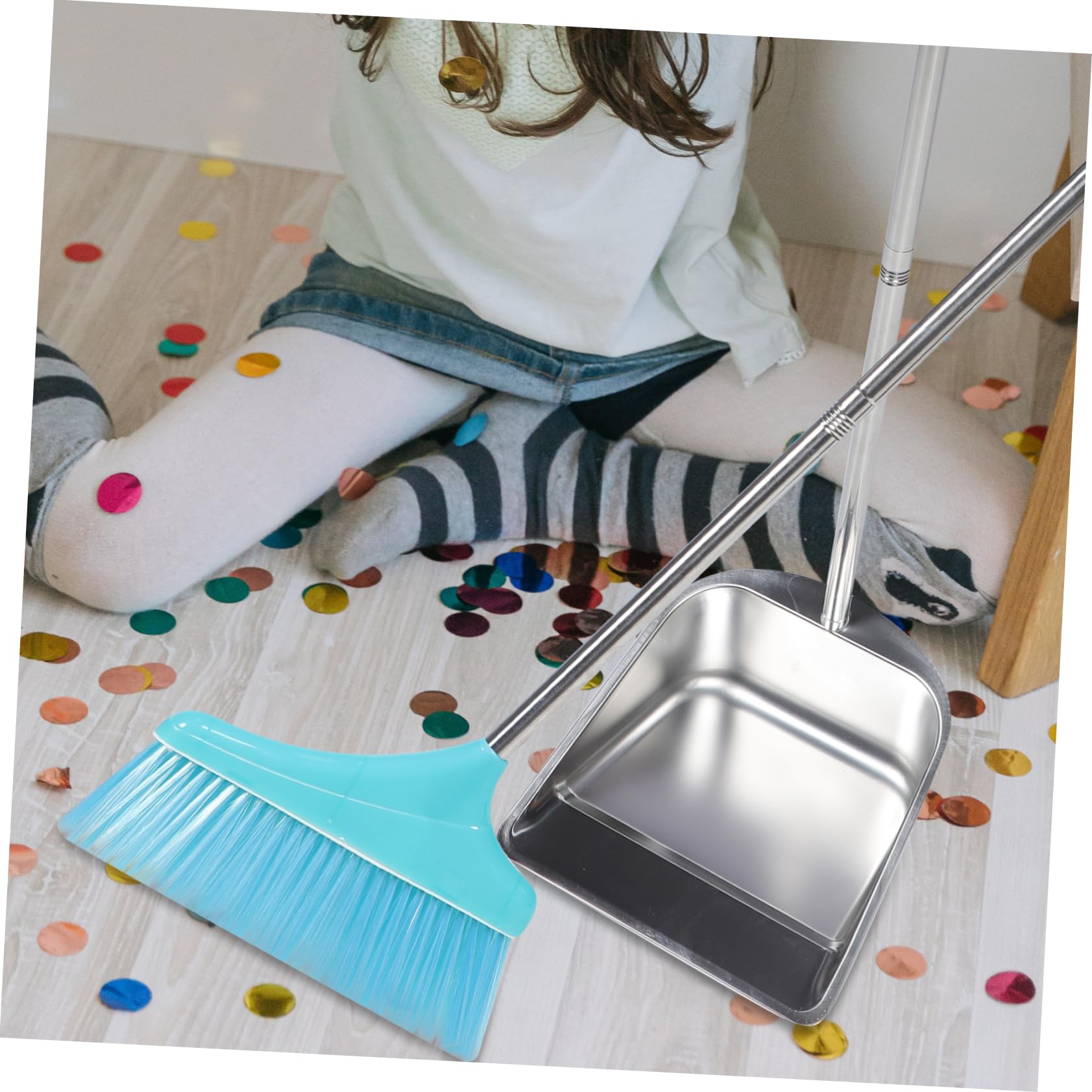 ORFOFE 1 Set Stainless Steel Dustpan Long Handle Dustpan Broom with Angle Kitchen Broom Household Dustpans Kitchen Dustpan Garden Broom Dustpan for Office Dust Pan and Brush Whisk Plastic