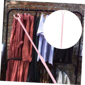 FONDOTIN Retractable Clothing Pole Portable Clothes Drying Rack Plastic Home Clothes Pole Pink Telescopic