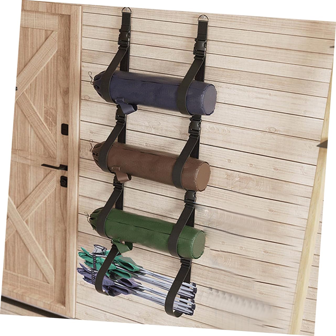 Levemolo 2pcs Wall-Mounted Storage Rack Utility Blaclight Storage Shelves Garage Wall Strap Hanging Storage Straps Wall Storage Strap Garage Storage Rack Polyester Black