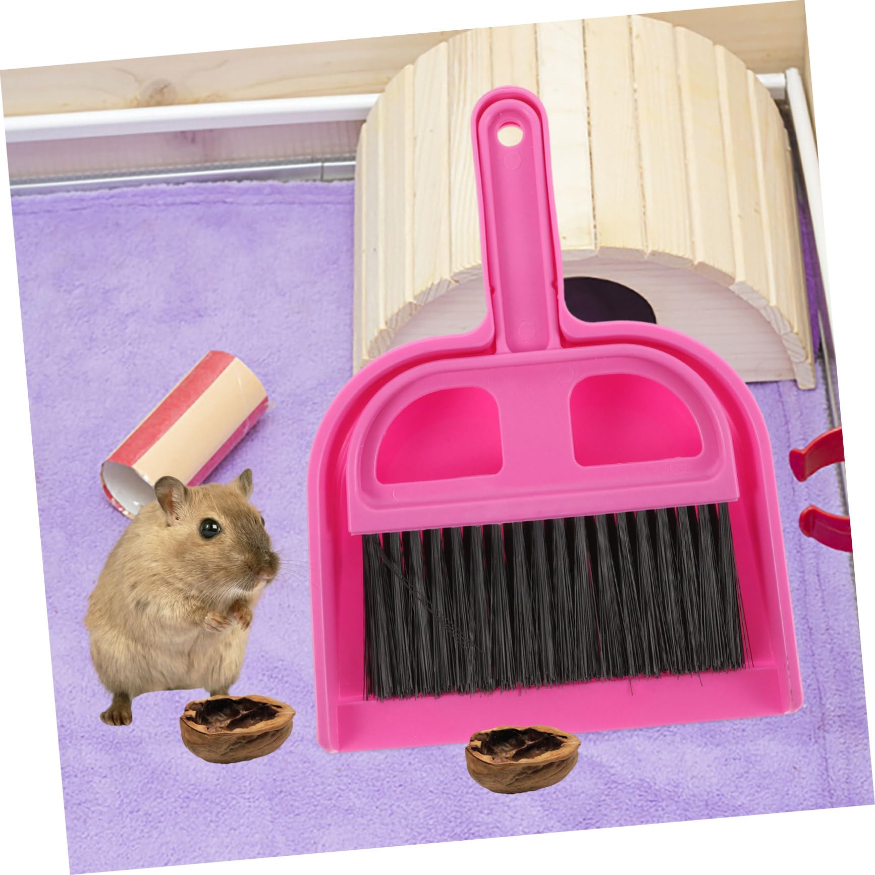 BUTIFULSIC 1 Set Pet Cleaning Tool Ferret Compact Dust Guinea Pig Stuff Block Brooms Broom Handle Squeegee Broom Bunny Cage Liner Hamster Toys Table Whisk Broom Duster Push Broom Rosy Plastic