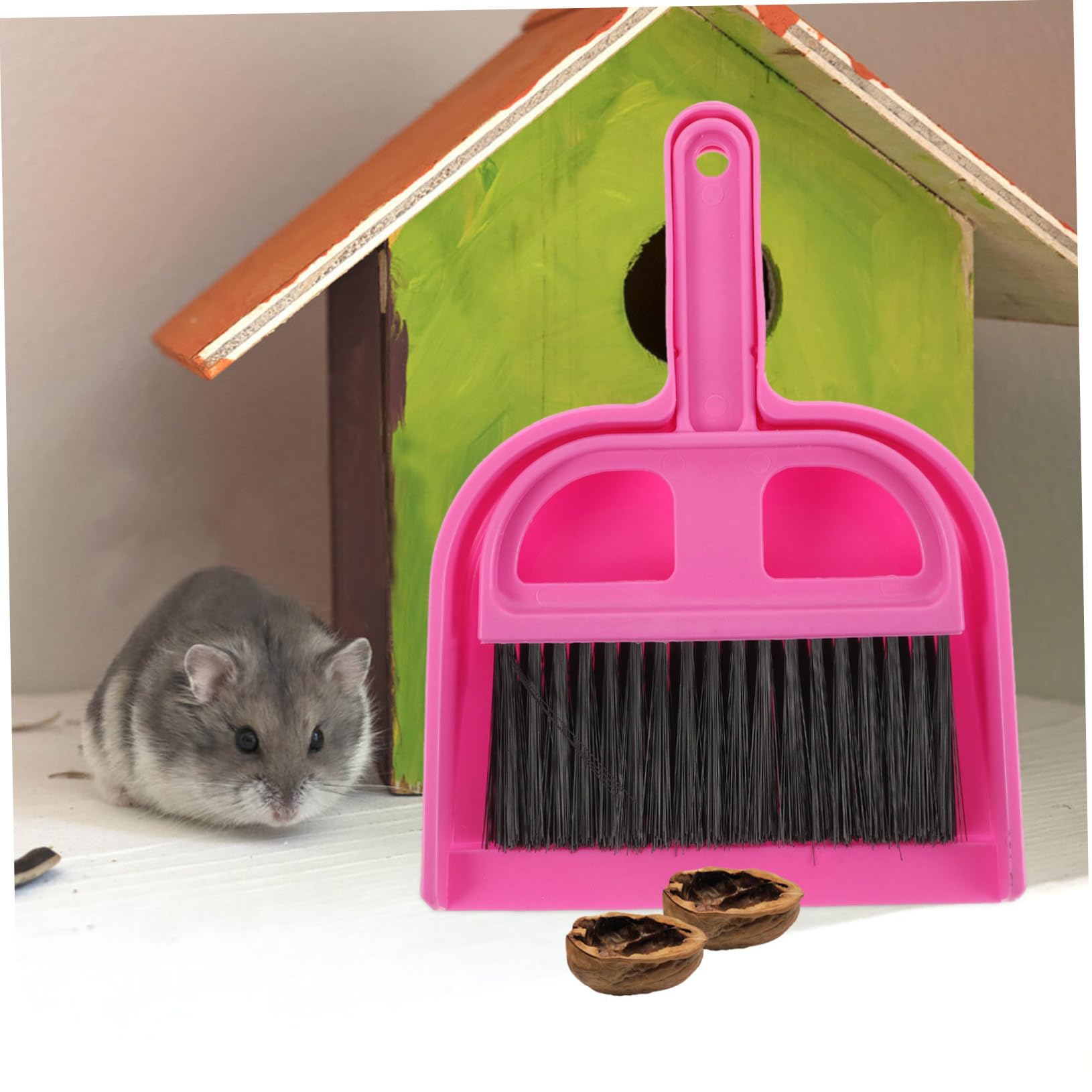 BUTIFULSIC 1 Set Pet Cleaning Tool Ferret Compact Dust Guinea Pig Stuff Block Brooms Broom Handle Squeegee Broom Bunny Cage Liner Hamster Toys Table Whisk Broom Duster Push Broom Rosy Plastic