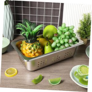 Anneome Stainless Steel Lunch Box Hotel Pans 1/3 Pan Perforated Pan Perforated Hotel Pan Full Size Steam Table Pans Flanera Steamer Tray Steam Table Tray Steamer Pan Silver