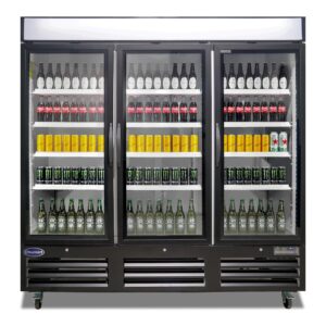 chumart 72 cu. ft commercial refrigerator, 81" beverage refrigerator with 3 glass door commercial merchandiser refrigerator with led light, display drink fridge for shop, bar