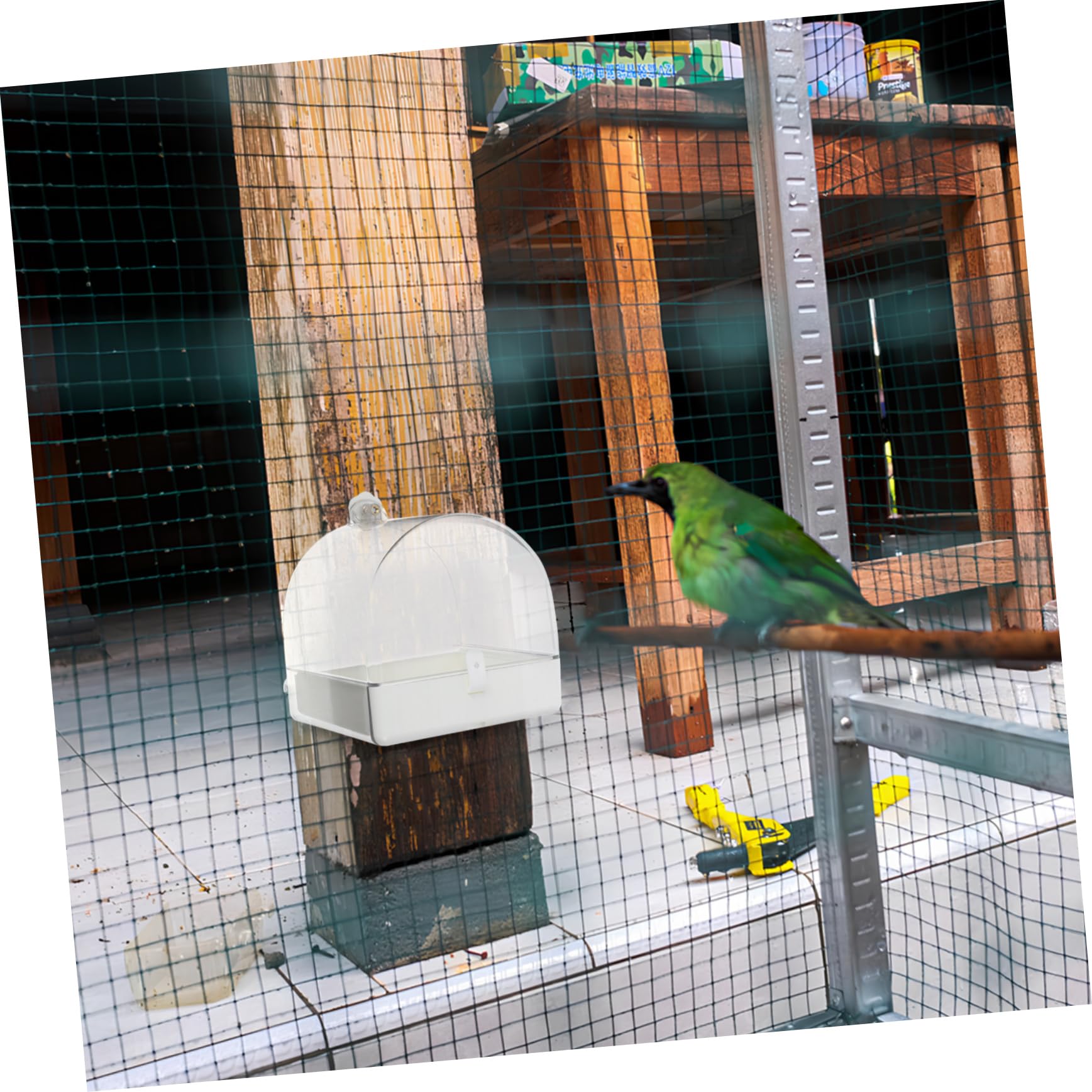 BESPORTBLE Parrot Bath Tub Birdie Convenient Bird Bathtub Reusable Bird Bathtub Bird Bath Cube Birds Supply Parrot Bath Basin Parrot Cage Bathtub Pet Bird Bathtub Bird Bathing Basin Abs White