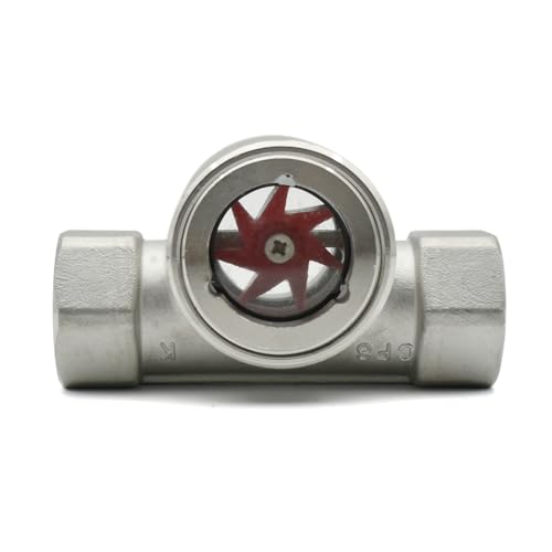 UQWXOUGFO 1/4 "3/8" 1/2 "3/4" 1 "1-1/2" 2 "BSPT Internal Thread 304 Stainless Steel Window Mirror Flow Indicator with Impeller, Oil-Water(3/4")