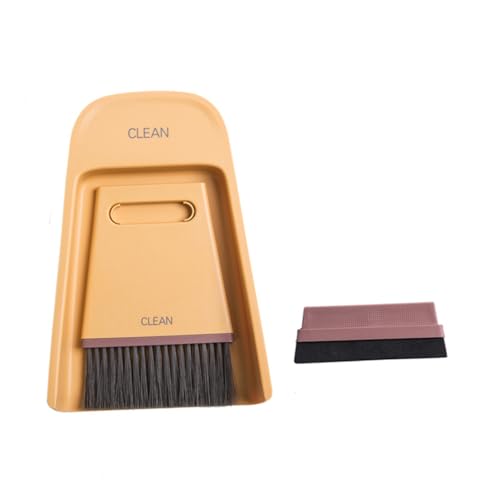 COLLBATH 1 Set Cage Cleaner Small Dustpan Brush Soft Bristle Broom Mini Broom Dustpan Desk Cleaning Dustpan Cleaning Supplies Cleaning Brushes Cleaning Tools Desktop Cleaner Dustpan Yellow