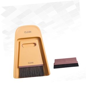 COLLBATH 1 Set Cage Cleaner Small Dustpan Brush Soft Bristle Broom Mini Broom Dustpan Desk Cleaning Dustpan Cleaning Supplies Cleaning Brushes Cleaning Tools Desktop Cleaner Dustpan Yellow