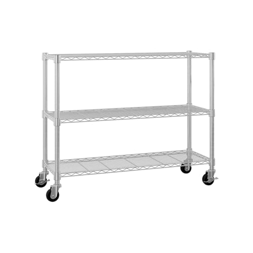 TkeyMylonix 6-Tier disassembly and Free Assembly NSF-Certified Steel Wire Shelving with Wheels for Garage Basement, Silvery