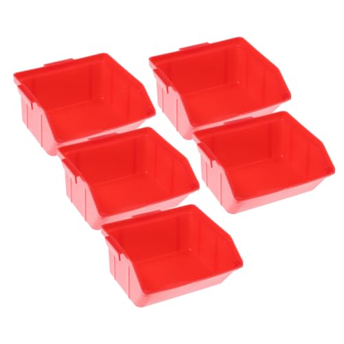 HONMEET 5pcs Red Small Parts Organizer Hardware Storage Rack Storage Boxes Abs Garage Storage System