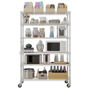 TkeyMylonix 6-Tier disassembly and Free Assembly NSF-Certified Steel Wire Shelving with Wheels for Garage Basement, Silvery