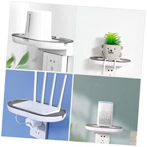 HOMOCONO Wall Mount Outlet Shelf Wall Hanging Shelves Router Container Creative Outlet Shelf for Home Cable Holder Wall Outlet Stand Wall Mount Shelf Decor Storage Shelf for Outlet Grey Abs