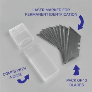 Blade ID - SK5 Carbon Steel Utility Knife Blade Refill Pack - Precision Laser Marked & Labeled for Specific Material Use or Location (LEATHER / 10PK)