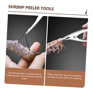 FELTECHELECTR 1 Set Stainless Steel Shrimp Opener Seafood Shell Peeler Shrimp Prawn Peeler Shrimp Line Prawn Cleaner Tool Shrimp Cutter Deveiner Shrimp Cleaner Shrimp Shell Remover Wooden