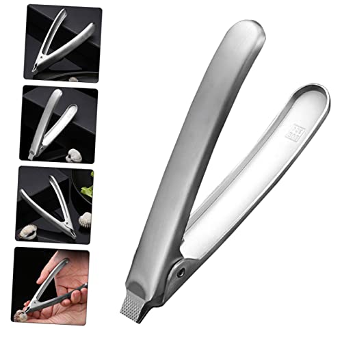 FELTECHELECTR Stainless Steel Clam Opener Knives Dexter Knives Daily Use Clam Clamp Ergonomic Clam Clamp Clams Open Clips Kitchen Clam Clamp Blood Clam Clip Pine Nut Opener Silver