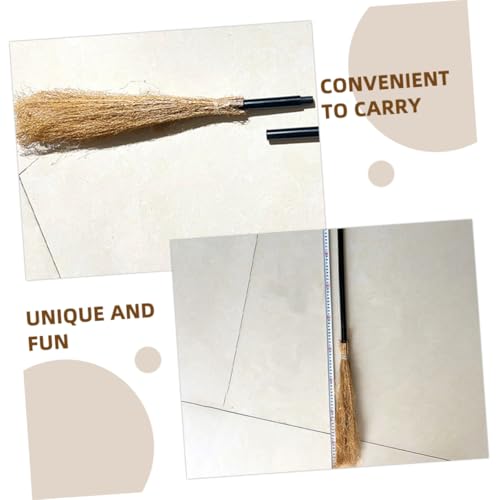 Hemoton 2pcs Witch Broom Halloween Props Witch Halloween Costume Witches Brooms Broomstick Halloween Decoration Halloween Broom Apparel The Outfit Birthday Decoration for Girl Beige Wooden