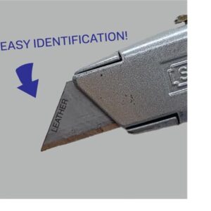 Blade ID - SK5 Carbon Steel Utility Knife Blade Refill Pack - Precision Laser Marked & Labeled for Specific Material Use or Location (LEATHER / 10PK)