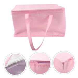 CRILSTYLEO Cake Insulation Bag Insulated Food Carrier Food Warmer Bag Beverage Cake Packing Insulated Bag Hanging Mesh Holder Clothespin Basket Bag Packaging Reusable Door Non-woven Bags Pink