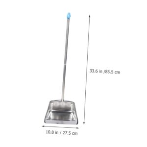 ORFOFE Stainless Steel Garbage Bin Cleaning Supplies Long Handle Dustpan Household Cleaning Dustpan Upright Pans Kitchen Cleaning Shovel Commercial Products Dustpan Outdoor Silver Plastic