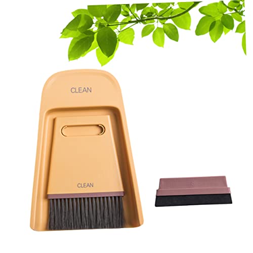 COLLBATH 1 Set Cage Cleaner Small Dustpan Brush Soft Bristle Broom Mini Broom Dustpan Desk Cleaning Dustpan Cleaning Supplies Cleaning Brushes Cleaning Tools Desktop Cleaner Dustpan Yellow