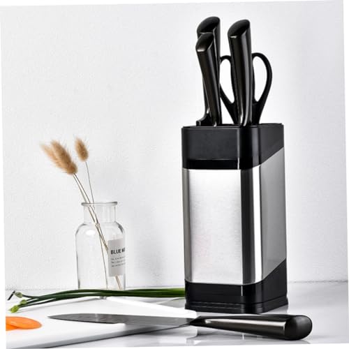 PRETYZOOM Knife Storage Rack Holder Rack Kitchen Supplies Cutlery Display Stand Steel Block Scissor Organizer Shelf Cutlery Block Container Cutter Storage Holder Drawer Black Stainless Steel