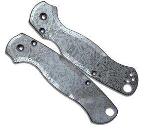 alien black engraved titanium scales for spyderco paramilitary 2 pm2