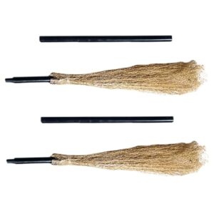 fomiyes 2pcs halloween witch broom props wood witch broom for cosplay masquerade broom toy halloween decorative prop vivid cosplay party supply