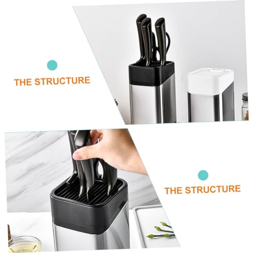 PRETYZOOM Knife Storage Rack Holder Rack Kitchen Supplies Cutlery Display Stand Steel Block Scissor Organizer Shelf Cutlery Block Container Cutter Storage Holder Drawer Black Stainless Steel