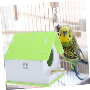 Parliky Birds Supplies Cage Cups for Chickens Bird Breeding House Bird Incubation Bird Cage Budgie Warm Bird Nest Bird Incubator Parrot Nest Bird Hideout Bird Feeder House Green Wooden